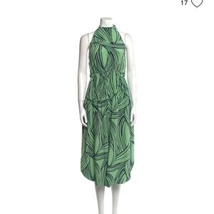 Tibi Backless Romper in Green and Black
